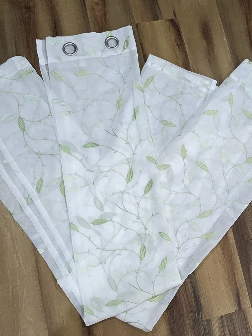 2 Sets Of Lazzzy Leaf Embroidered White Sheer Curtains - 55x84 (4 Panels)